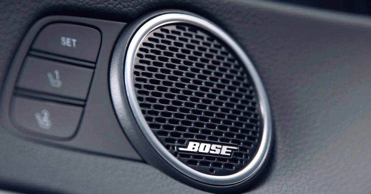 Bose badge on dashboard speaker